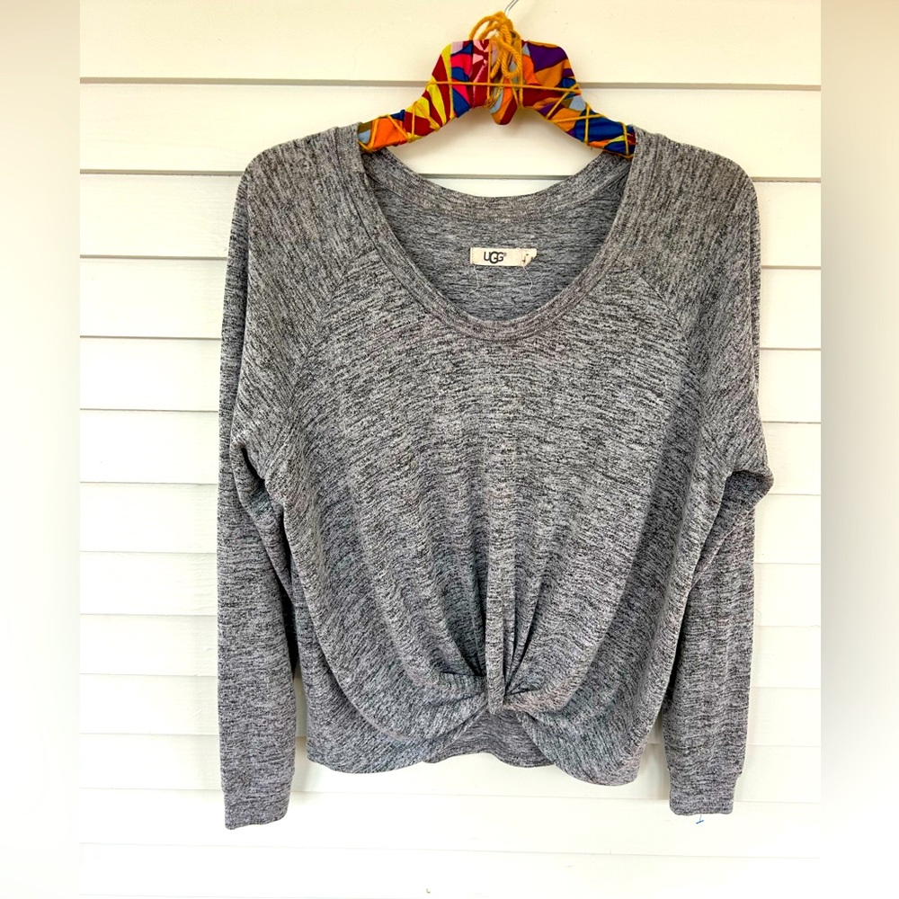 Grey long sleeve top with knitted detail Ugg women’s size M